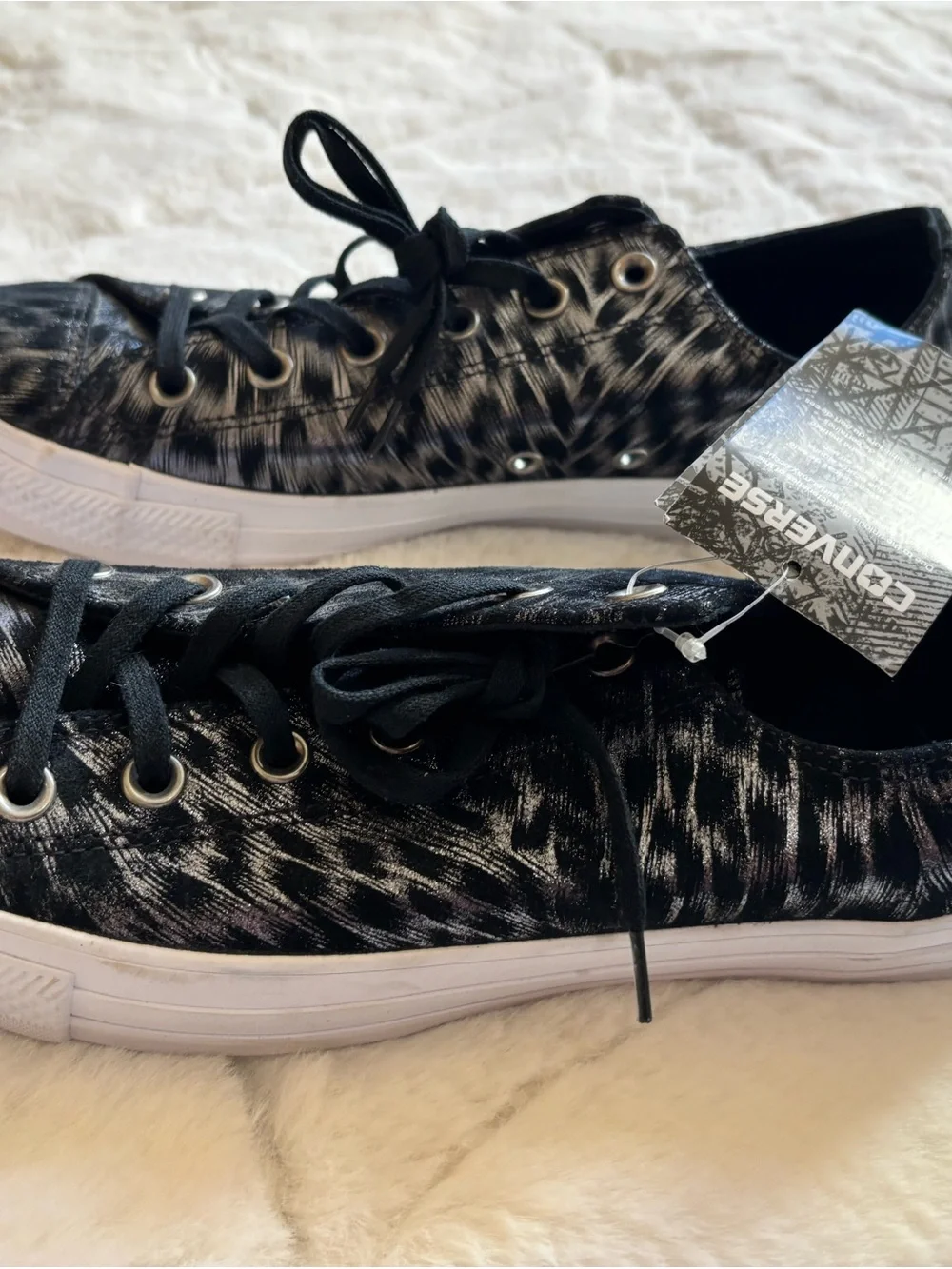 Converse Black and White Brushstroke Low-Top Sneakers